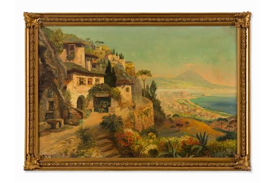 540x360 Alois Arnegger, Oil Painting, View Of Naples, C. 1950 Oil - Alois Painting