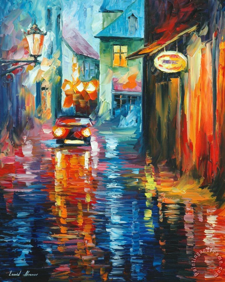 766x960 Leonid Afremov Alone In City Painting - Alone Painting
