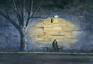 300x206 Man Alone Paintings - Alone Painting