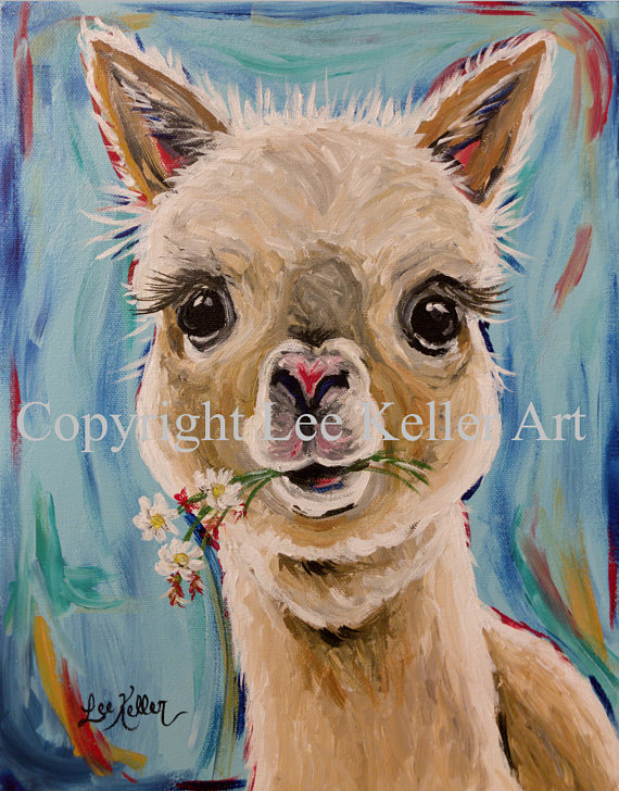 570x728 Alpaca Art Alpaca Decor. Alpaca Print From Original Alpaca - Alpaca Painting