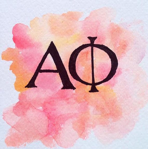 570x572 Alpha Phi Letters Watercolor Painting By Paintingsbypearl On Etsy - Alpha Phi Painting