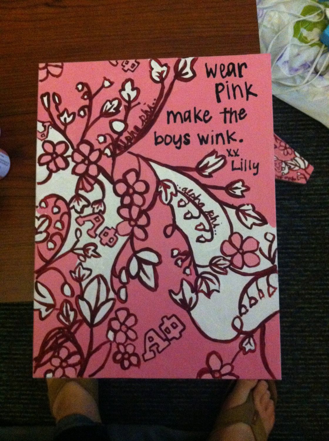 1120x1500 Alpha Phi Lilly Print Painted Canvas Alpha Phi - Alpha Phi Painting