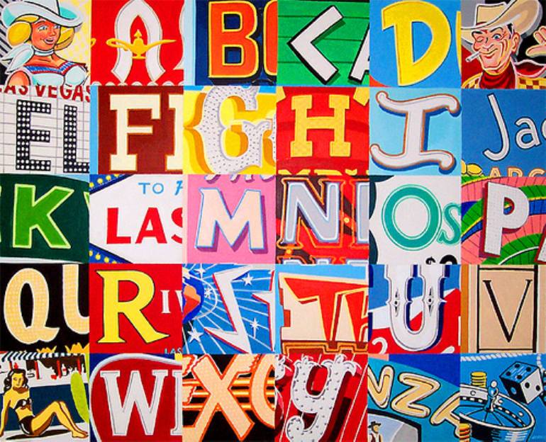 770x624 Saatchi Art Las Vegas Alphabet Painting By Paul Heath - Alphabet Painting