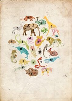 236x332 Animals Alphabet Wall Cards - Alphabet Painting