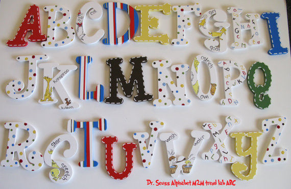 570x371 Dr. Seuss Abc Alphabet Wall Art Set A Z - Alphabet Painting For Kids