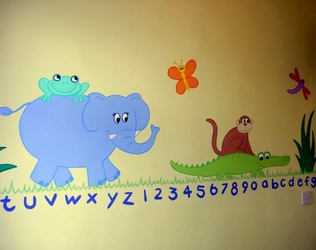 316x250 Hand Painted Wall Murals London Kids Alphabet Jungle Nsw Australia - Alphabet Painting For Kids