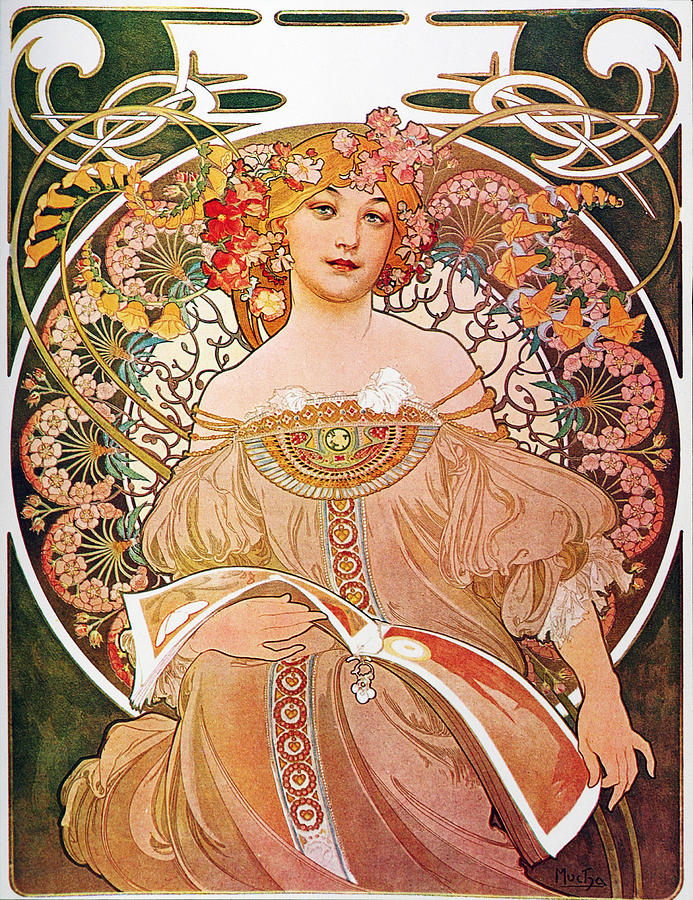 693x900 Daydream Painting By Alphonse Mucha - Alphonse Mucha Painting