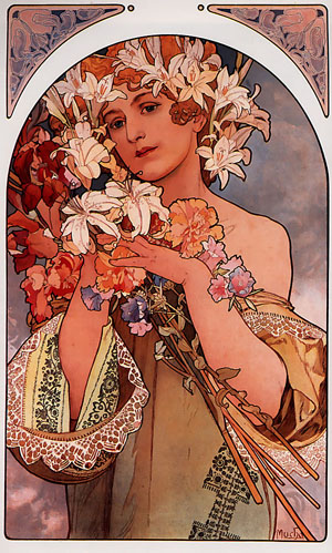300x499 Flower 1897 Painting Alphonse Mucha Oil Paintings - Alphonse Mucha Painting
