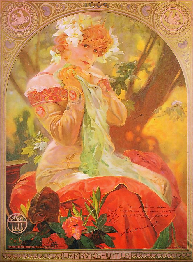 663x900 Sarah Bernhardt As Princess Lointaine Painting By Alphonse Mucha - Alphonse Mucha Painting