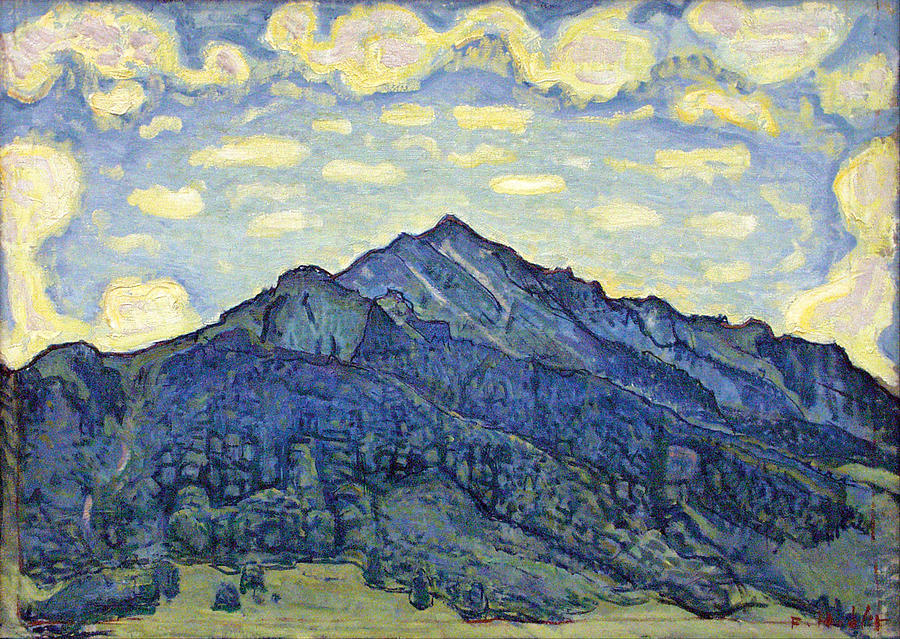 900x639 Landscape Of The Swiss Alps Painting By Ferdinand Hodler - Alps Painting
