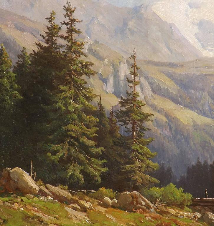 726x768 Swiss Alps' By Jean Philippe George Julliard For Sale - Alps Painting