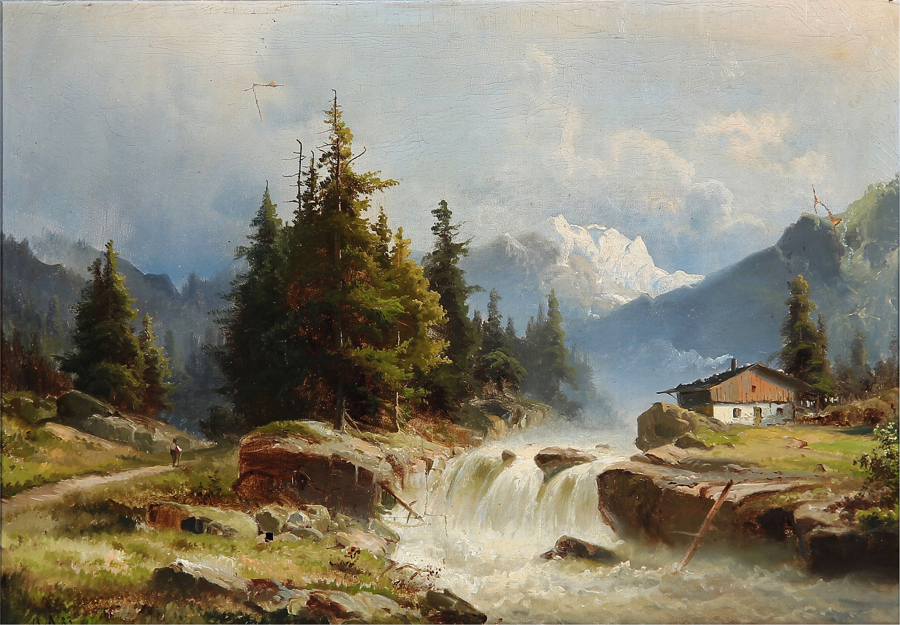 2929x2035 Filelandscape From Alps With A River And Mountains - Alps Painting