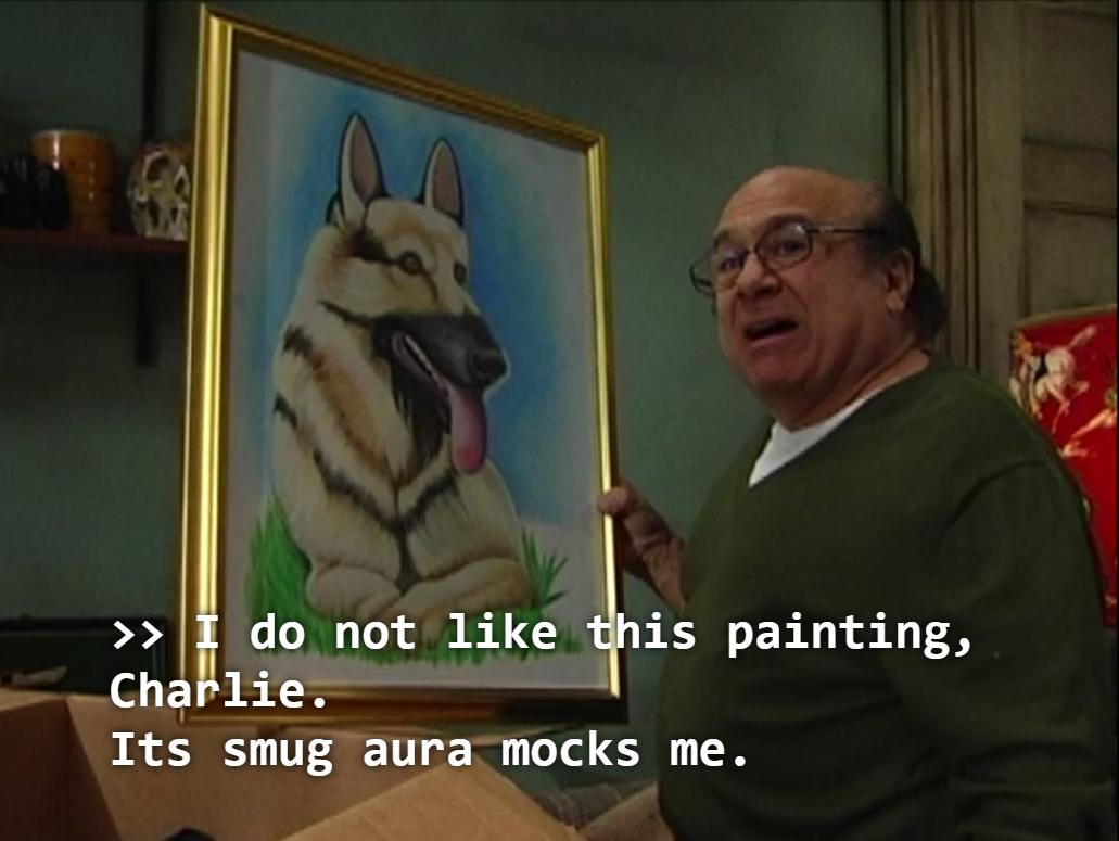 1031x775 It's Always Sunny In Philadelphia] Charlie's Dog Painting - Always Sunny Dog Painting
