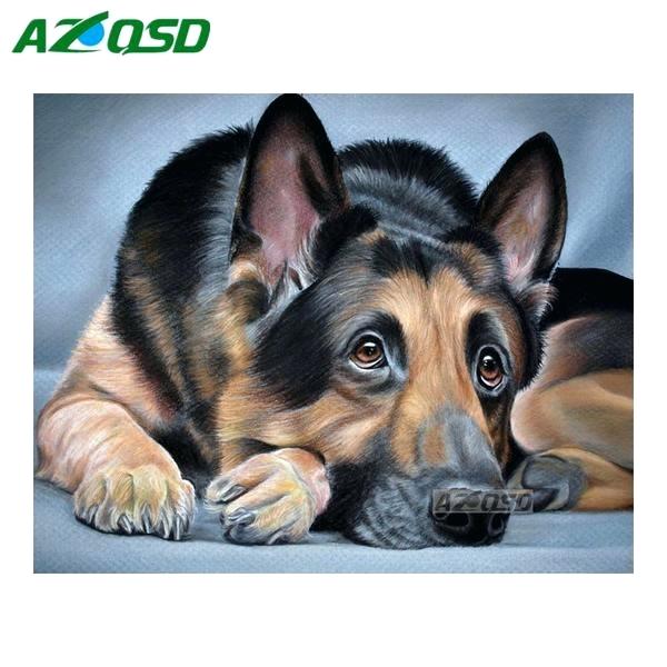 600x600 German Shepherd Painting Shepherd Diamond Painting Cross Stitch - Always Sunny Painting