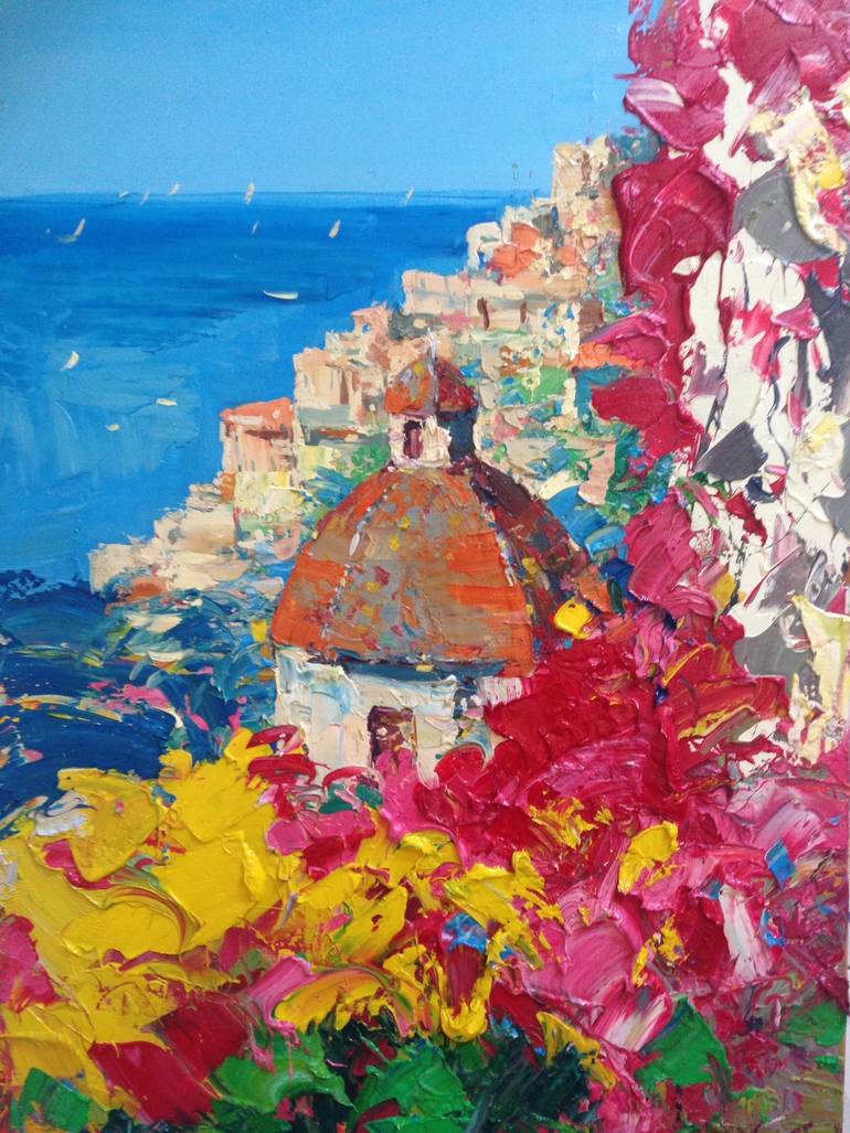 770x1027 Saatchi Art Positano Amalfi Coast Italy Painting By Agostino Veroni - Amalfi Coast Painting
