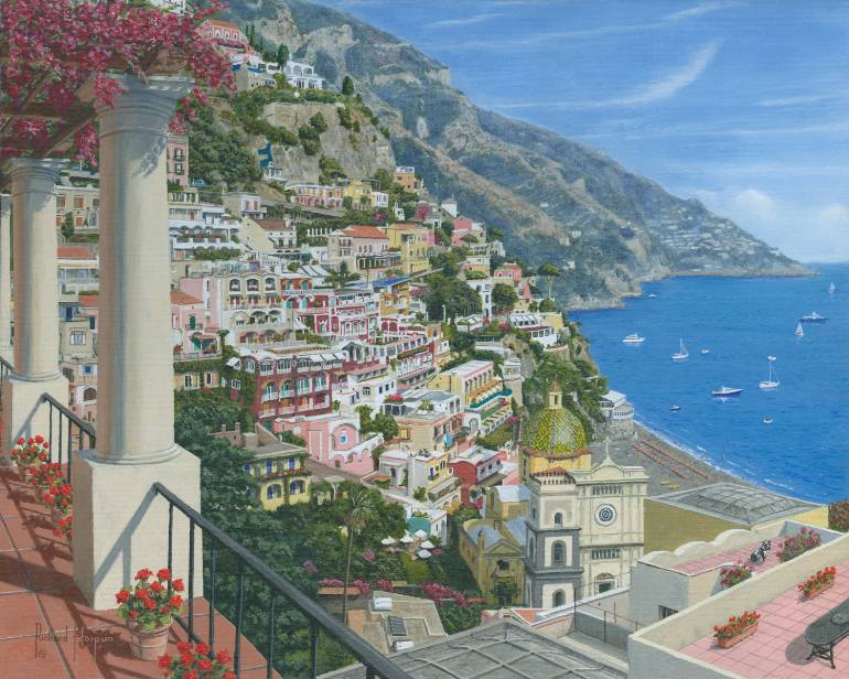 770x616 Saatchi Art Positano Vista, Amalfi Coast, Italy Painting By - Amalfi Coast Painting