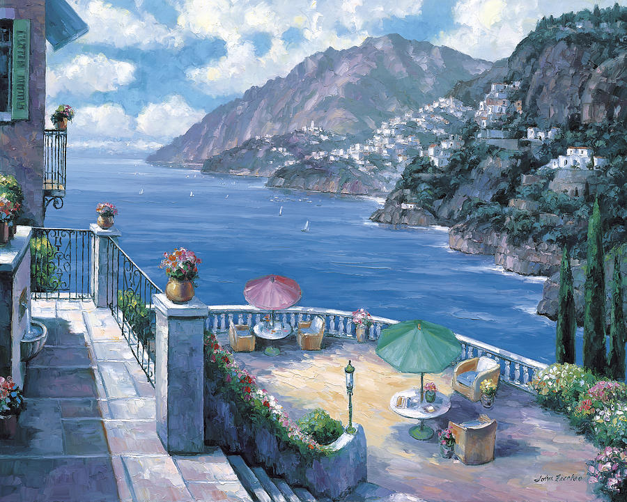 900x721 The Amalfi Coast Painting By John Zaccheo - Amalfi Coast Painting