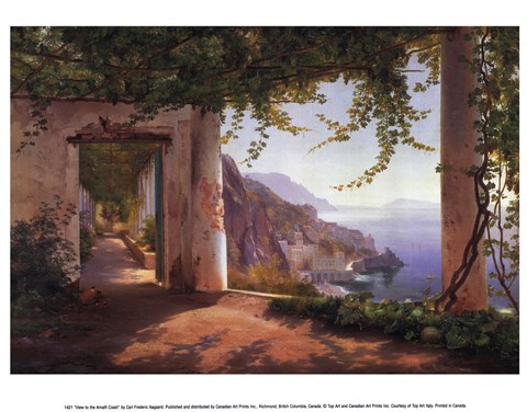480x376 View To The Amalfi Coast Fine Art Print By Carl Frederic Aagaard - Amalfi Coast Painting
