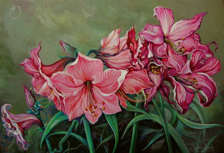 770x527 Saatchi Art Amaryllis Painting By Temo Kharabadze - Amaryllis Painting