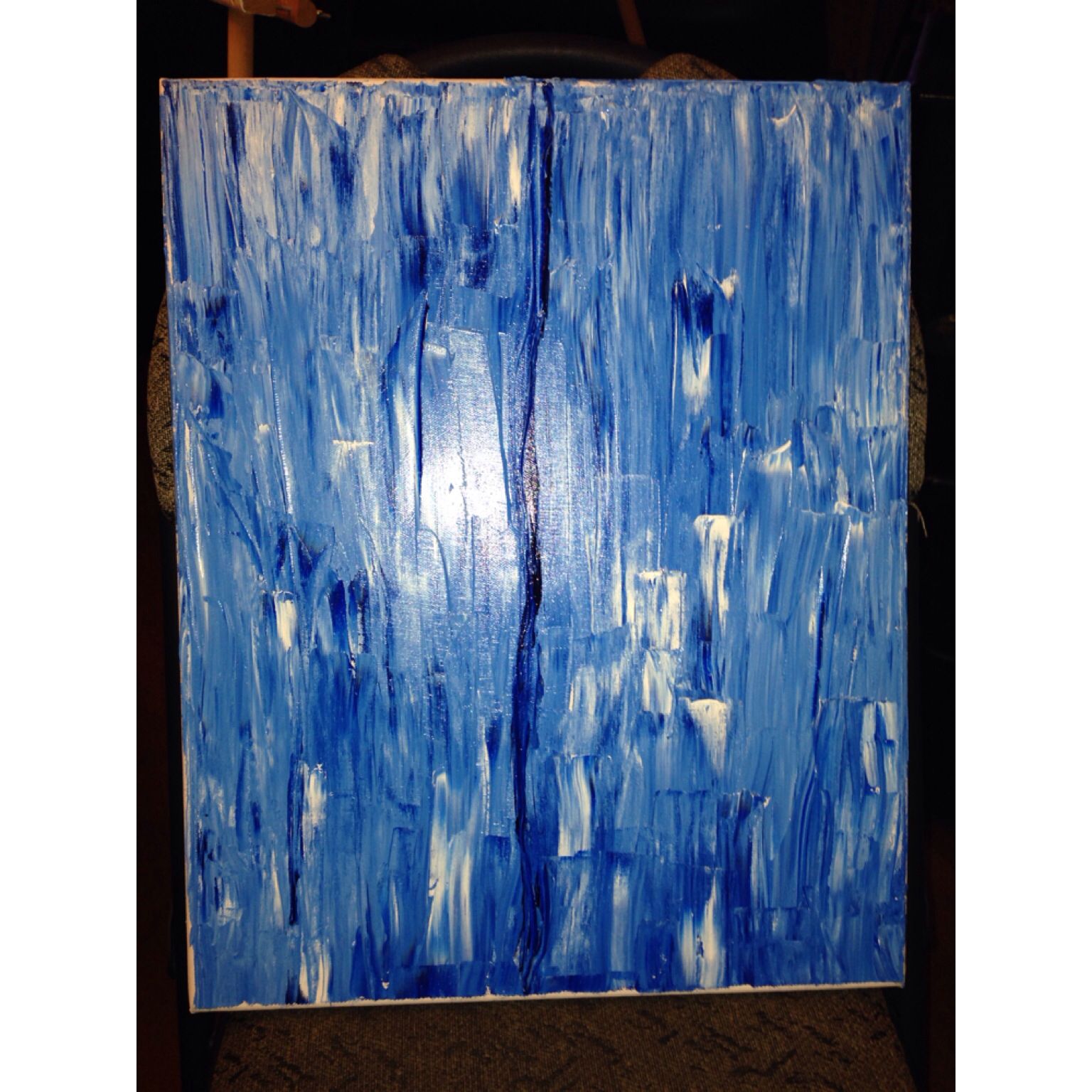 1536x1536 Blue Line. Amateur. Abstract Oil Painting. Art - Amateur Oil Painting