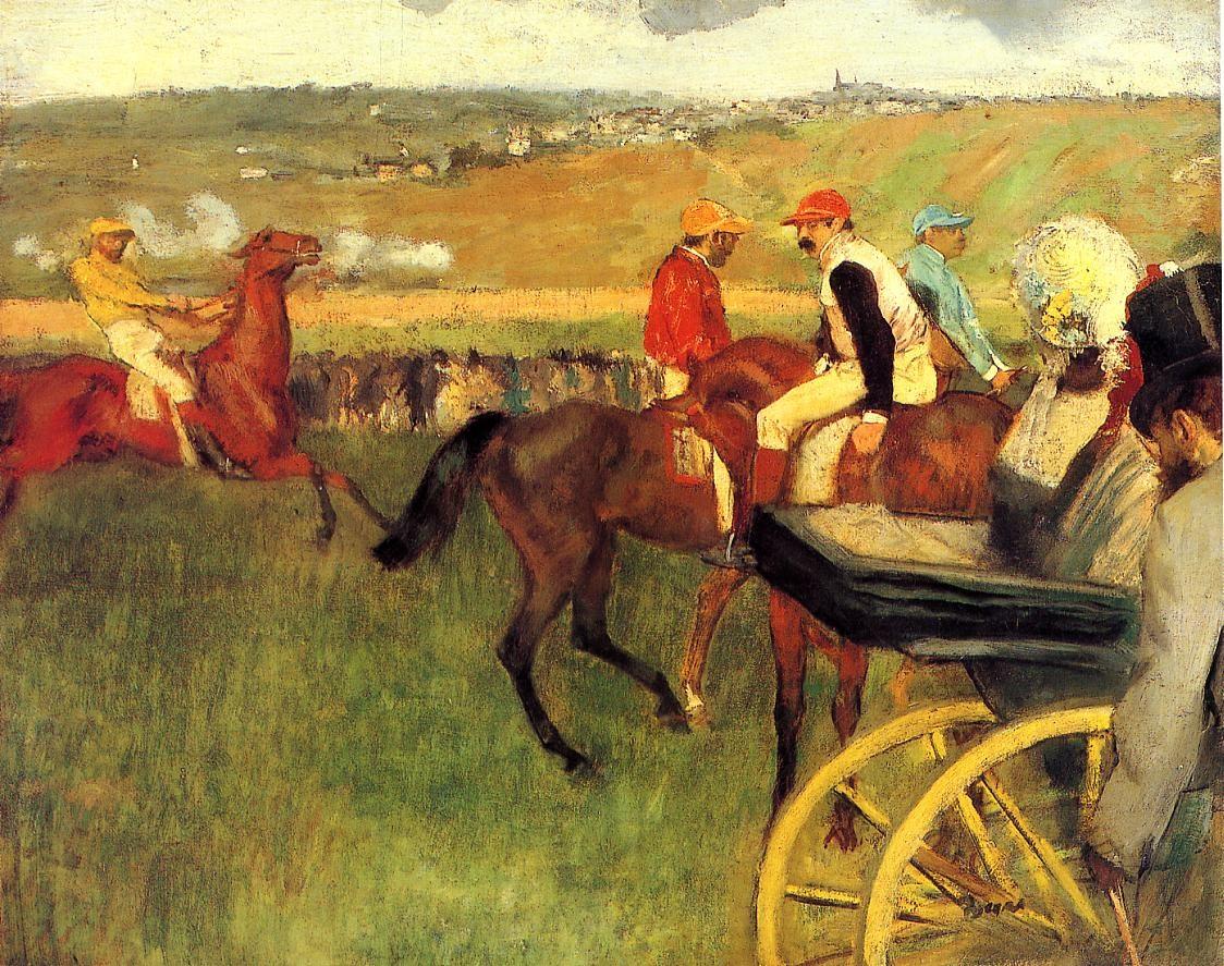 1124x887 The Racecourse Amateur Jockeys - Amateur Oil Painting