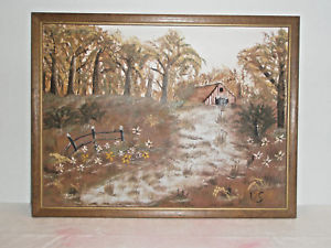300x225 Vintage Amateur Oil Painting Framed Country Scene Ebay - Amateur Oil Painting