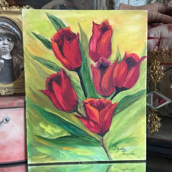 570x570 Simple Little Red Tulip Painting Done By An Amateur Painter - Amateur Painting