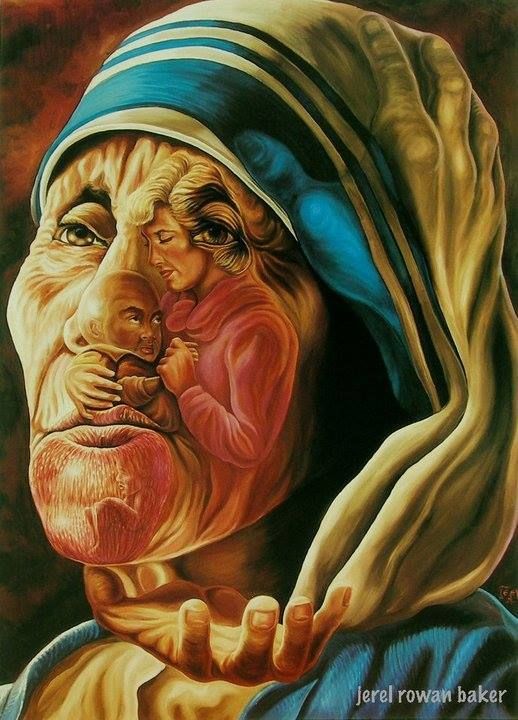 518x720 Most Amazing Painting!! Mother Theresa Xx Optical Illusions - Amazing Painting