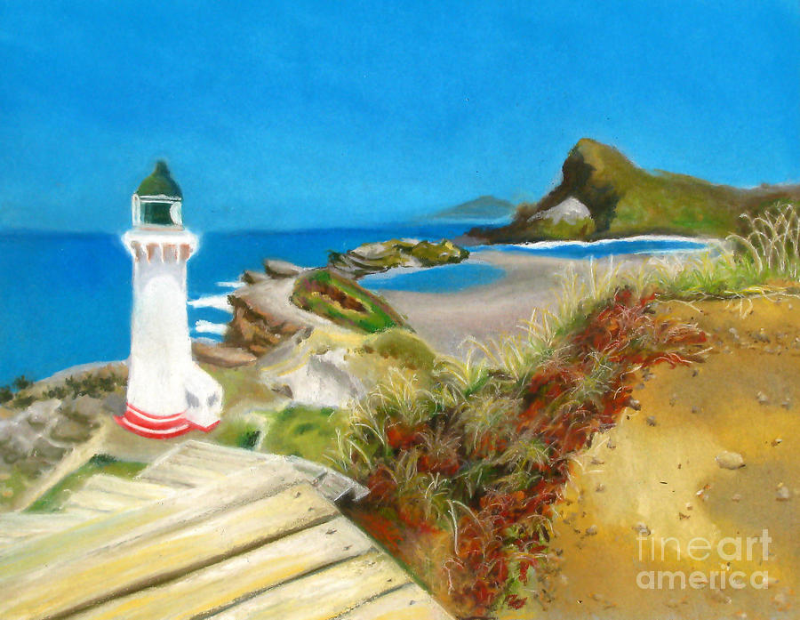 900x697 Castle Point Lighthouse Painting By Amber Nissen - Amber Painting