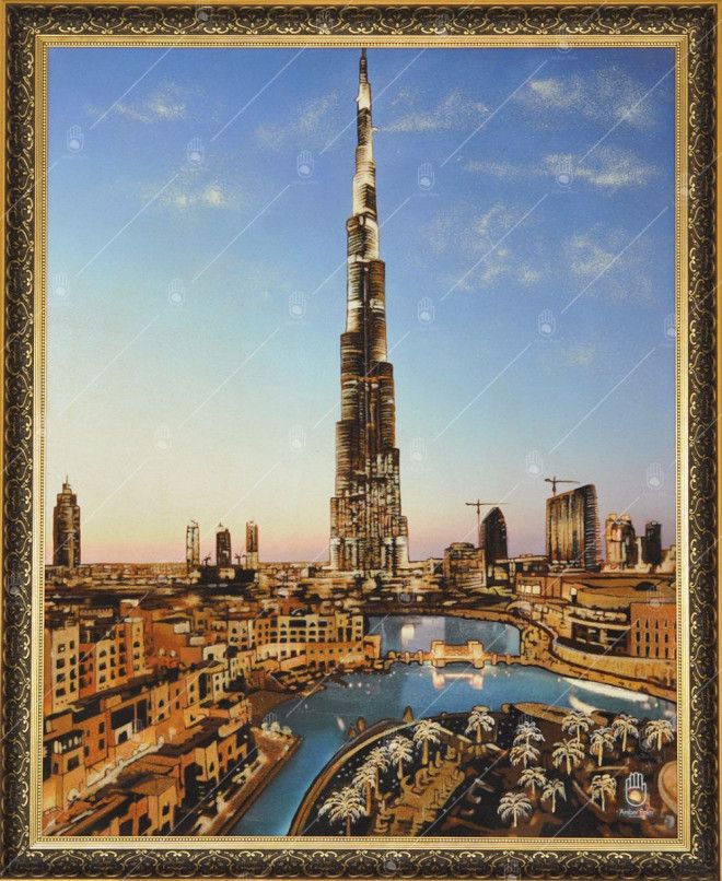 660x806 Hand Made Jewelry Amber Painting Of Burj Khalifa For Sale In Dubai - Amber Painting