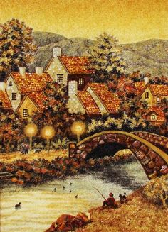 236x327 Winter Sunset. Painting Of Amber, Kaliningrad, Russia Minerals - Amber Painting