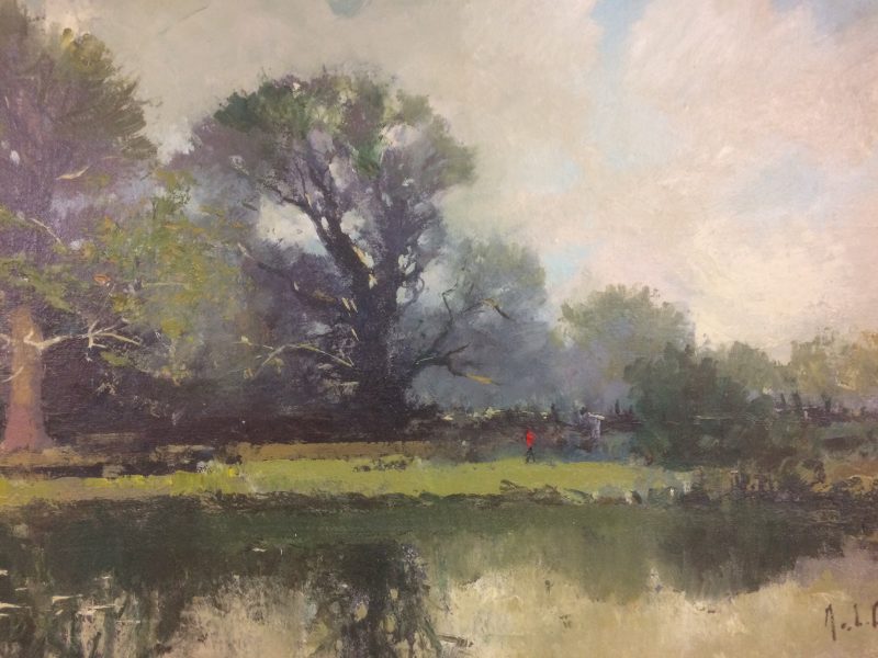 800x600 John Ambrose Oil On Canvas Landscape The Red Coat - Ambrose Painting