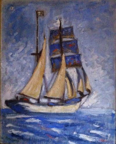 400x496 Australian Art Artists Ambrose Hallen - Ambrose Ship Painting