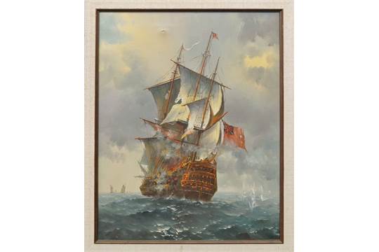 540x360 C Ambrose, Mid Late 20th Century British Man O War Oil On Canvas - Ambrose Ship Painting