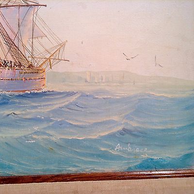400x400 Clipper Ship At Sea Ambrose Oil Painting Framed Art Signed 16 X - Ambrose Ship Painting