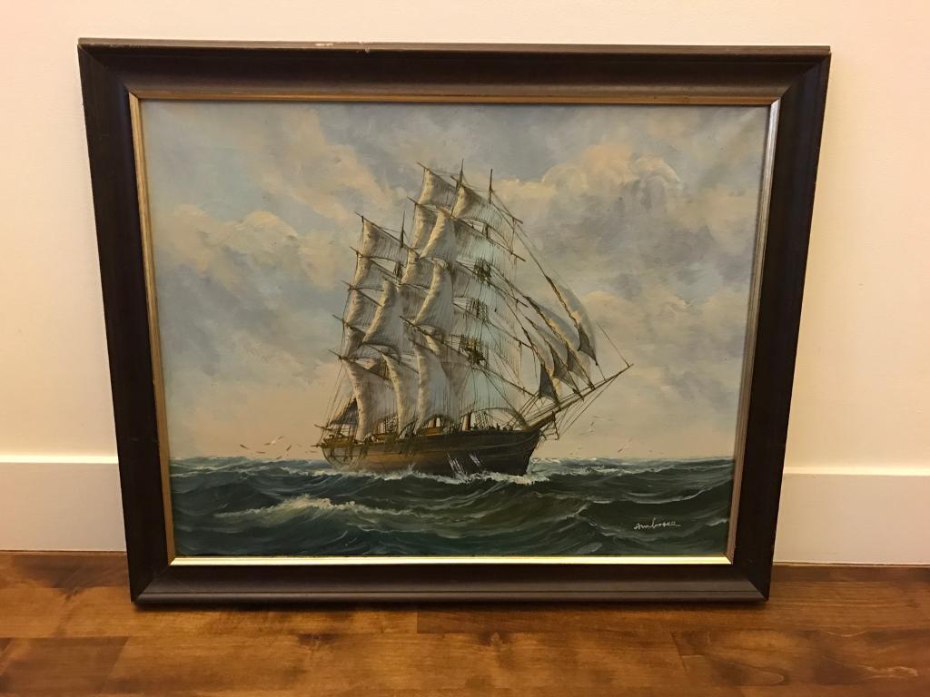 1024x768 Original Hand Painted Ambrose Oil Painting In Shoreditch, London - Ambrose Ship Painting