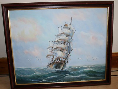 400x300 Ambrose Oil Painting Of Ship Out To Sea On Canvas - Ambrose Ship Painting