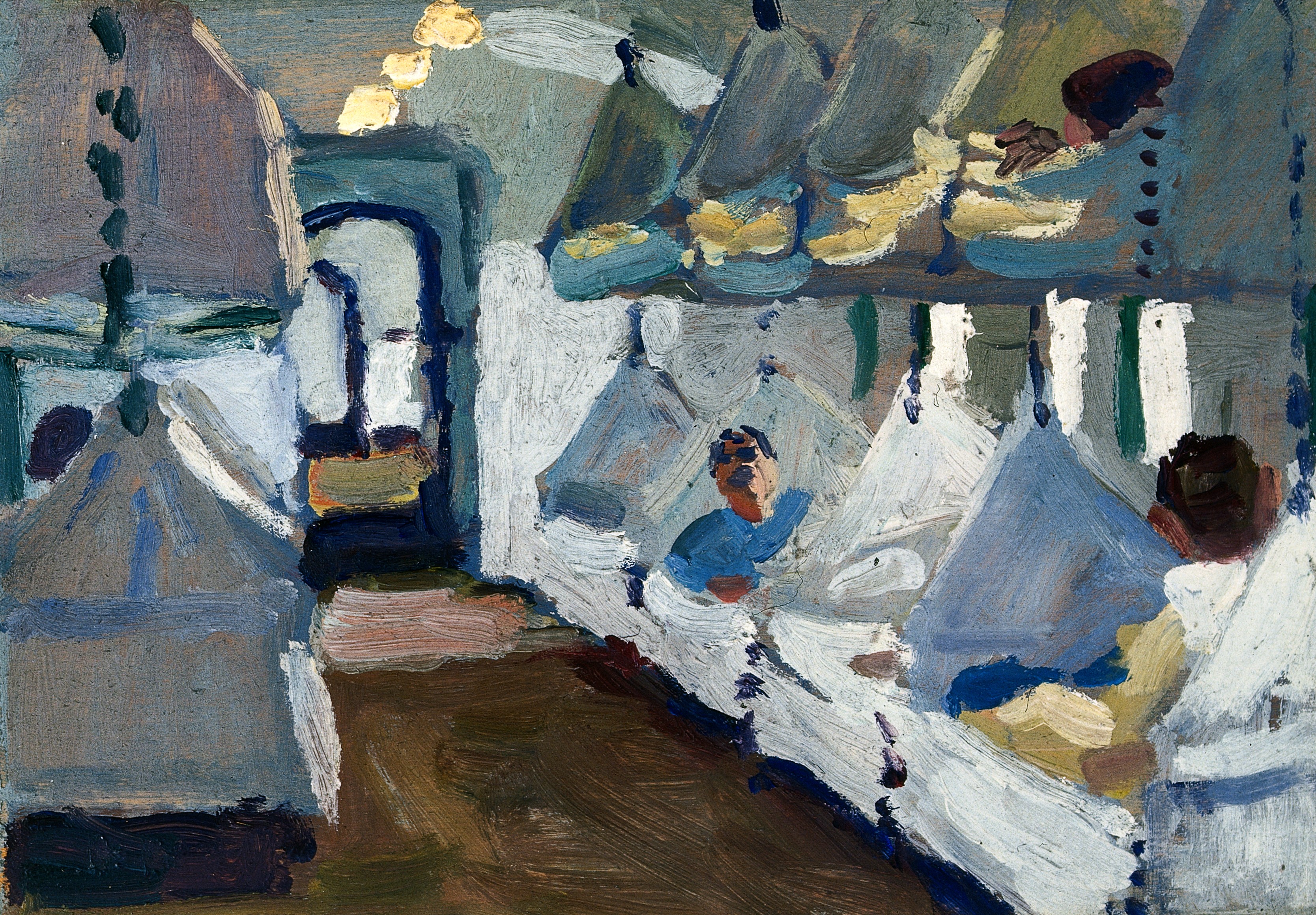 3336x2320 Fileinterior Of A Naval Ambulance Train. Oil Painting By Godfrey - Ambulance Painting