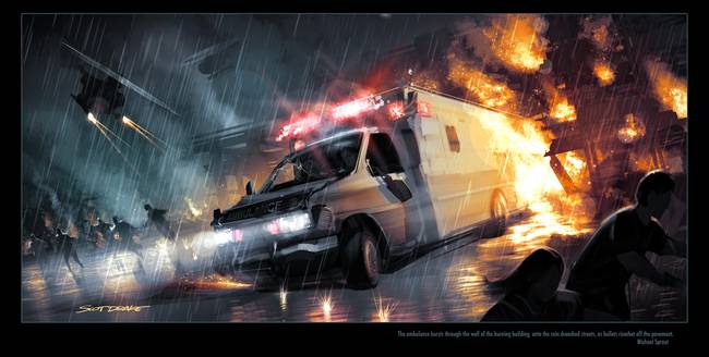 650x328 Ambulance Action By Scot Drake - Ambulance Painting