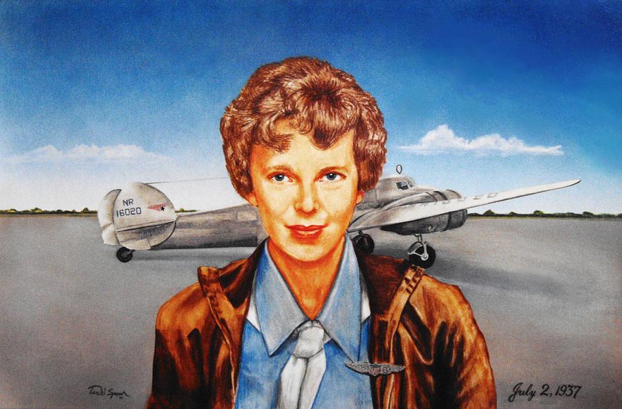 900x593 Amelia Earhart Painting By Todd Spaur - Amelia Earhart Painting