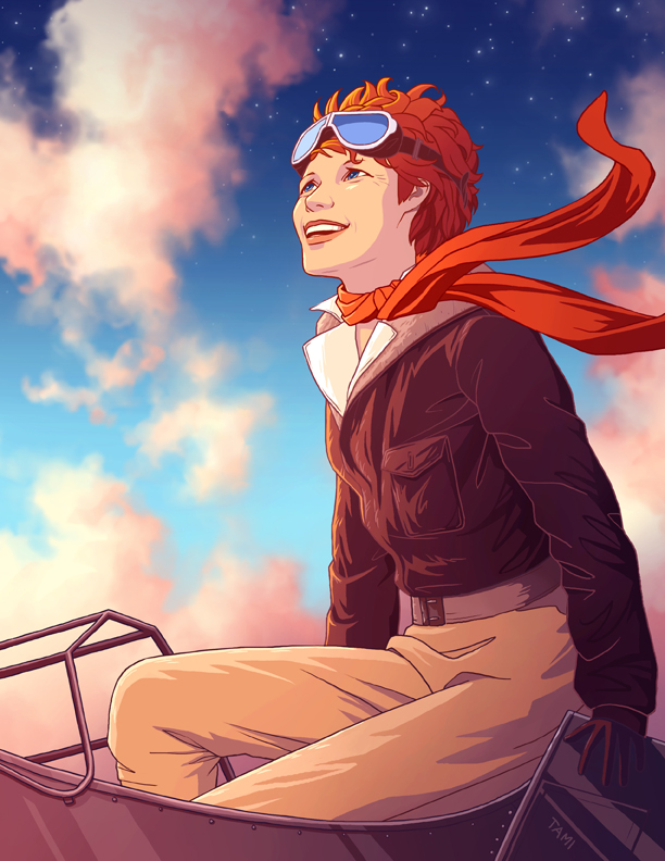 612x792 Amelia Earhart By Tamiart - Amelia Earhart Painting
