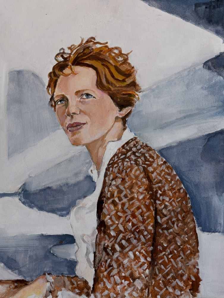 754x1000 Amelia Earhart Groundbreaking Girls - Amelia Earhart Painting