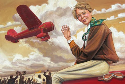 400x271 Craig Orback Illustration Amelia Earhart In Color 2009 - Amelia Earhart Painting