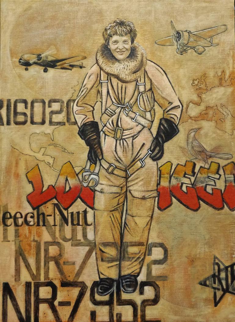 770x1055 Saatchi Art Amelia Earhart Painting By Victoria Martos - Amelia Earhart Painting
