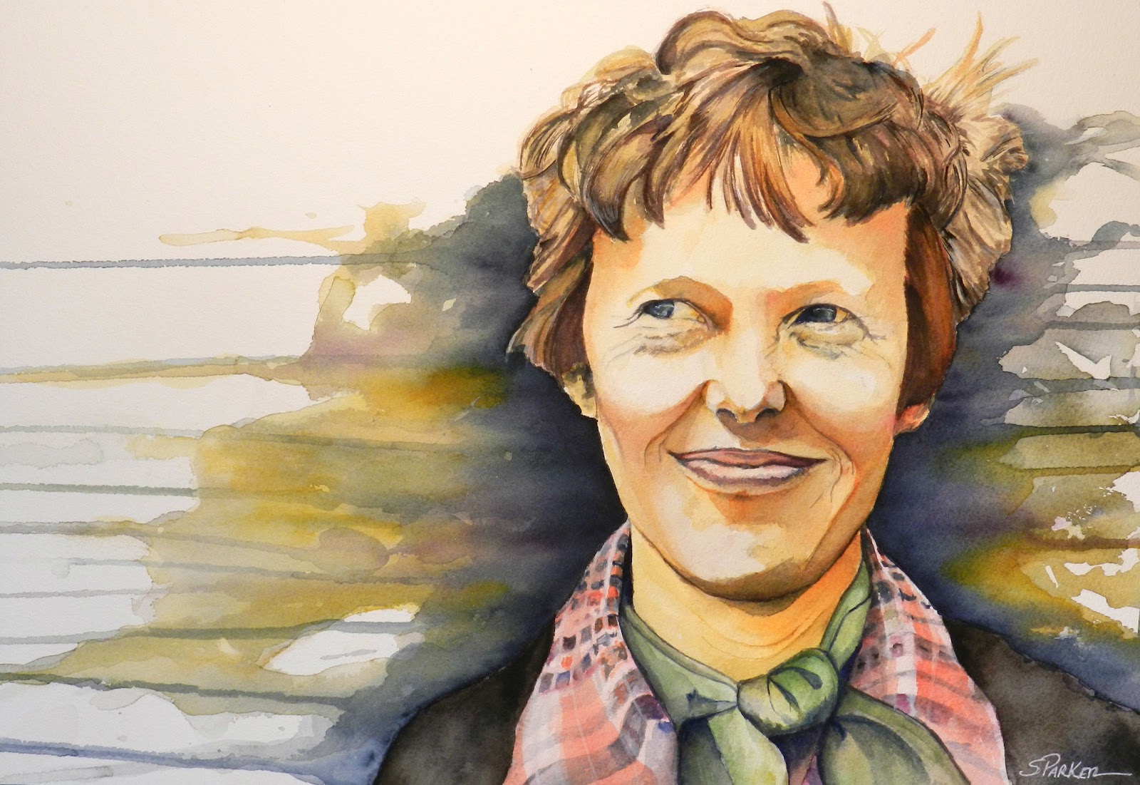 1600x1101 Scott Parker Studio Amelia Earhart - Amelia Earhart Painting
