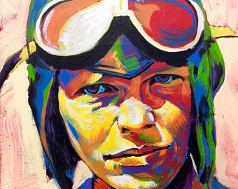 340x270 Sheroes Collection Amelia Earhart 8x10 Art Print - Amelia Earhart Painting
