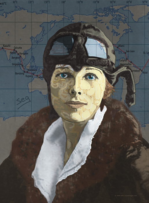 516x700 Amelia Earhart Painting By Suzanne Gee - Amelia Earhart Painting