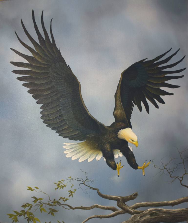 770x910 Saatchi Art American Bald Eagle Painting By Jerry Sauls - American Bald Eagle Painting