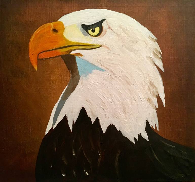 770x720 Saatchi Art American Bald Eagle Portrait Painting By Patricia Reyes - American Bald Eagle Painting