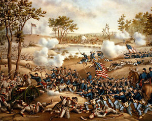 300x239 Us American Civil War Art Battle Of Cold Harbor Painting Real - American Civil War Painting